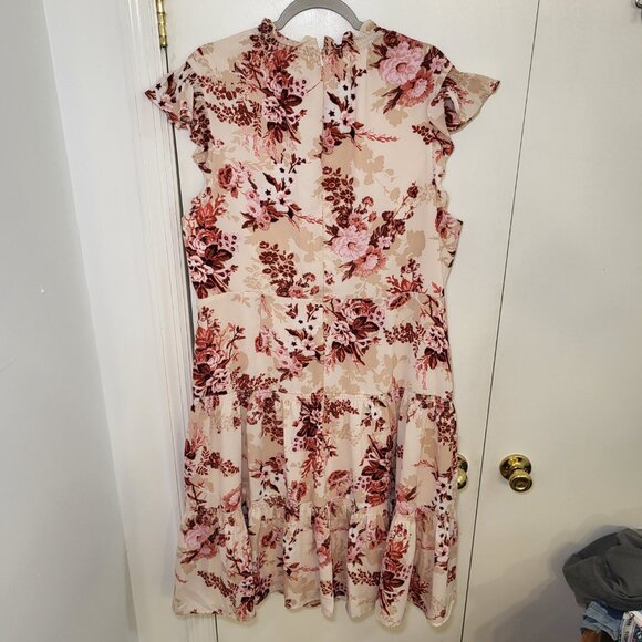 Alex Marie Pink Floral Dress Flutter Sleeve Ruffle Women's Size 18 - Picture 5 of 11